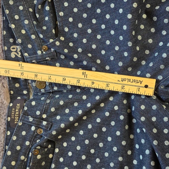 J Crew Toothpick polka dot indigo denim ankle jeans size 29 - Picture 11 of 13